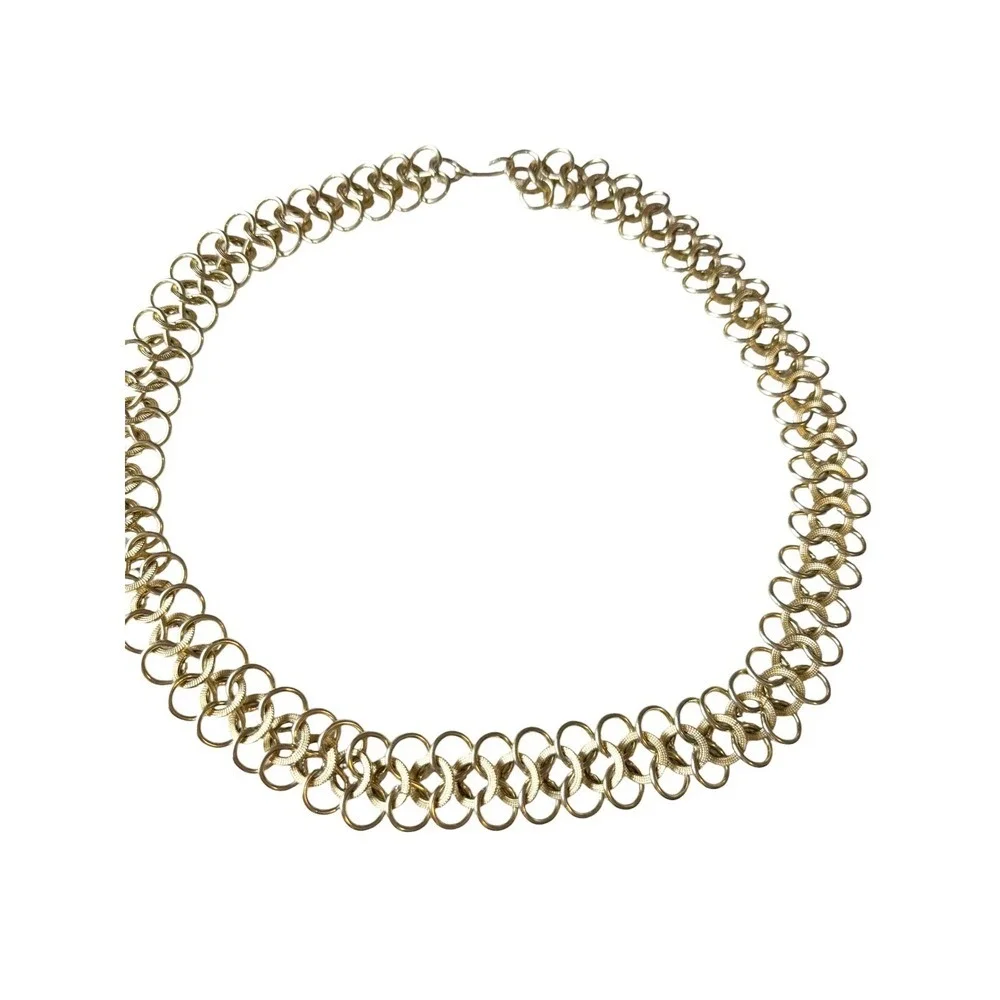 Vintage 70s 80s Gold womens Belt Metal Interlocking O Ring Chain  Boho Statement